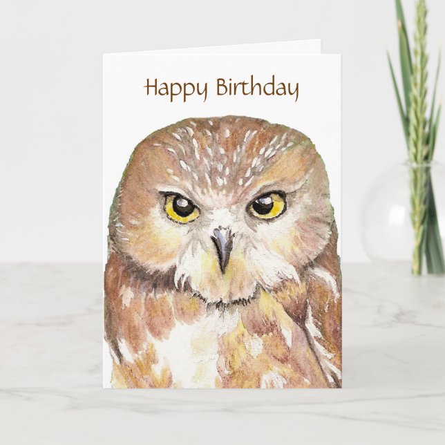 Tarjeta de cumpleaños de Lechuza Insulada Graciosa (Anverso)