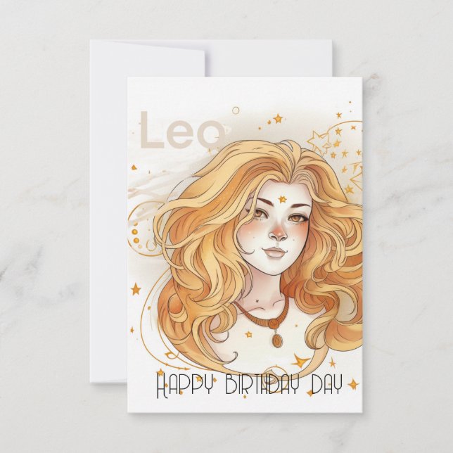 Tarjeta de cumpleaños de Leo chica (Anverso)
