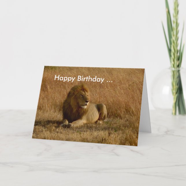 Tarjeta de cumpleaños de león. (Anverso)