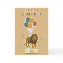 Tarjeta de cumpleaños de león - Nombre personaliza