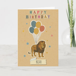 Tarjeta de cumpleaños de león - Nombre personaliza