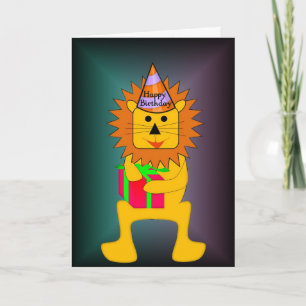 Tarjeta De Cumpleaños De León Para Niños