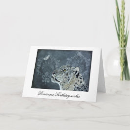 Tarjeta de cumpleaños de leopardo de las nieves y