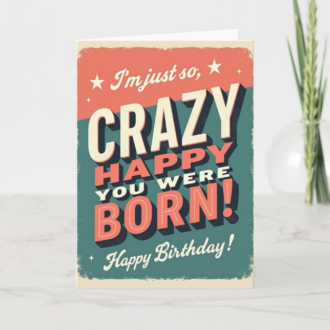 Tarjeta de cumpleaños de letra retro (Anverso)
