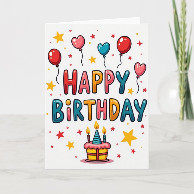 Tarjeta de cumpleaños de letras juguetonas (Anverso)