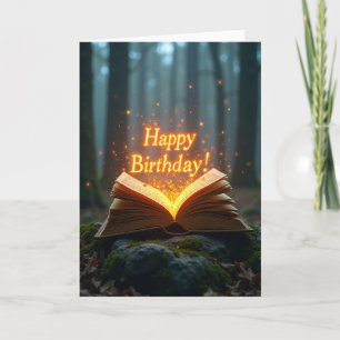Tarjeta de cumpleaños de libro brillante