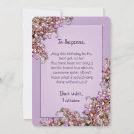 Tarjeta de cumpleaños de lilas rosadas de lavanda 