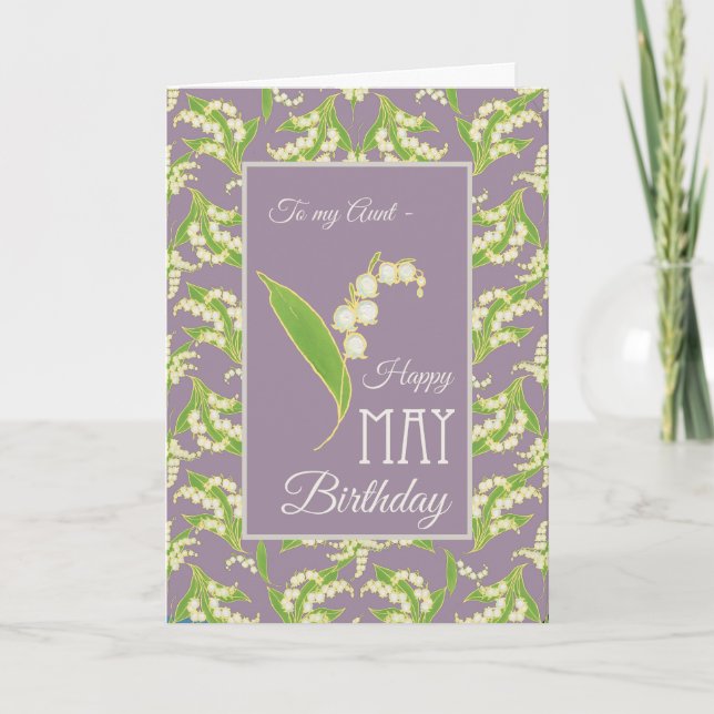 Tarjeta de cumpleaños de Lily-of-the-Valley, Mauve (Anverso)