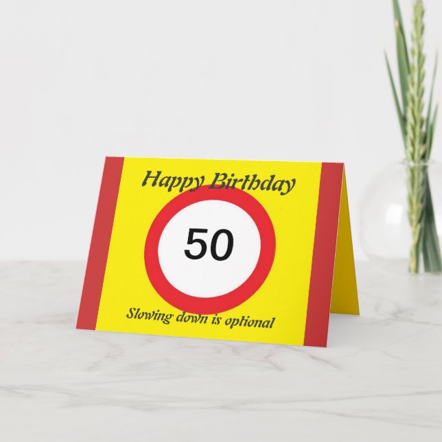 Tarjeta de cumpleaños de límite de velocidad 50 (Anverso)