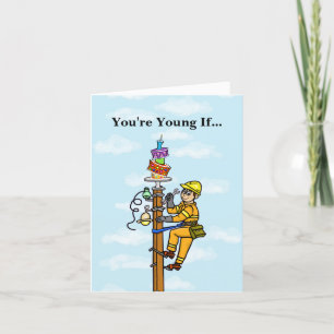 Tarjeta de cumpleaños de Lineman con pastel de cum