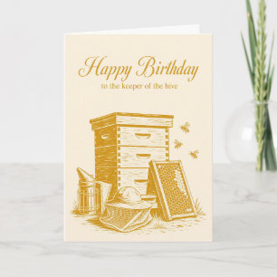 Tarjeta de cumpleaños de linóleo de apicultor Colm