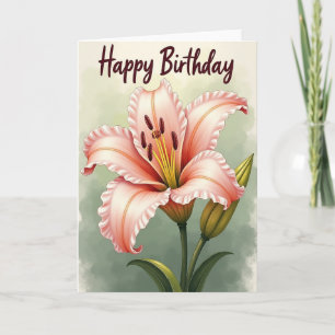 Tarjeta de cumpleaños de lirio pintado