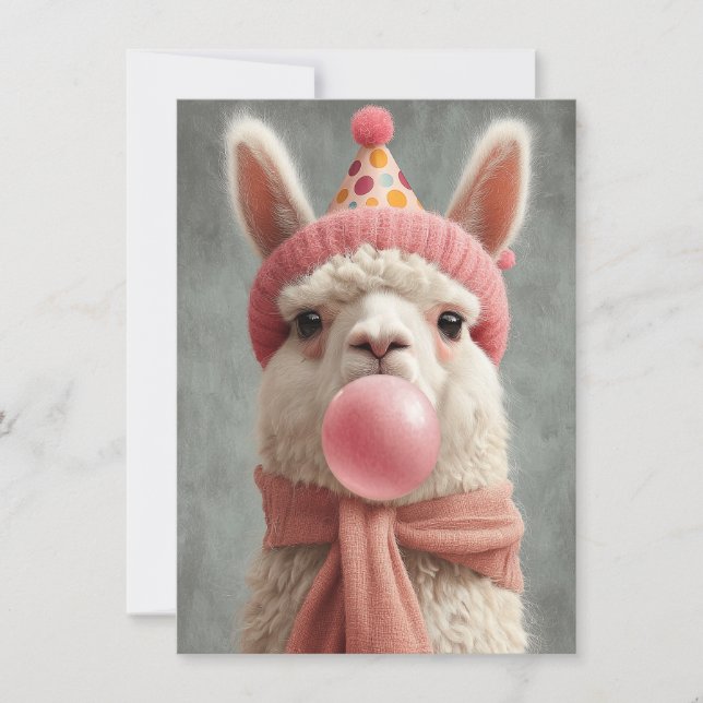 Tarjeta de cumpleaños de llama adorable (Anverso)