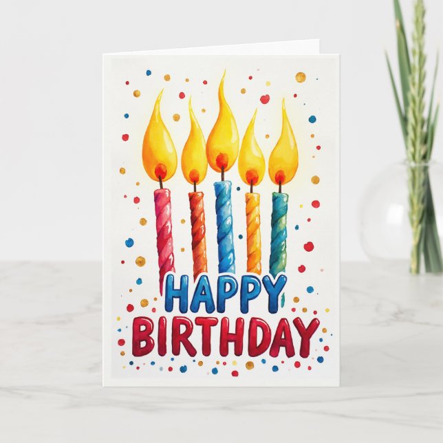 Tarjeta de cumpleaños de llama colorida (Anverso)