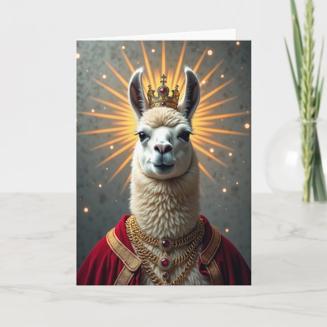 Tarjeta de cumpleaños de Llama Real (Anverso)