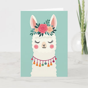 Tarjeta de cumpleaños de llama soñadora