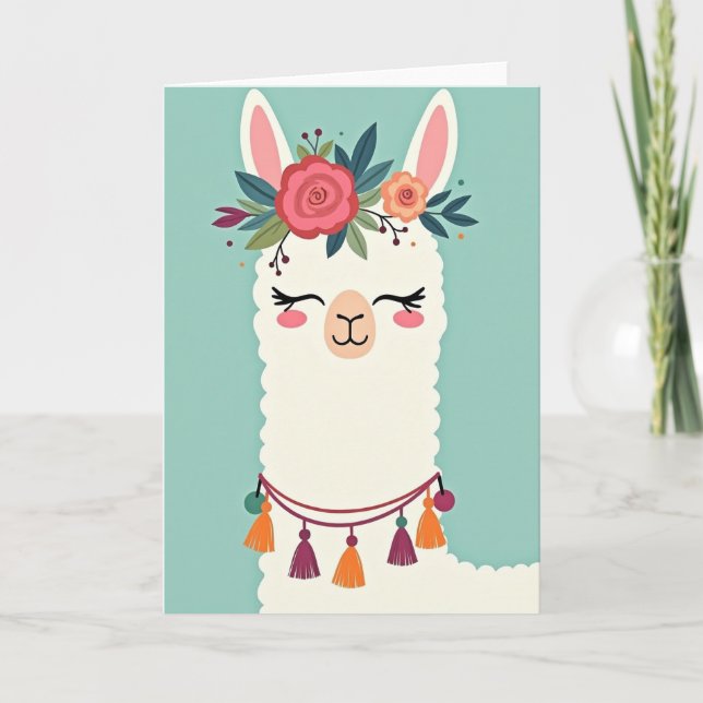 Tarjeta de cumpleaños de Llama Suave (Anverso)