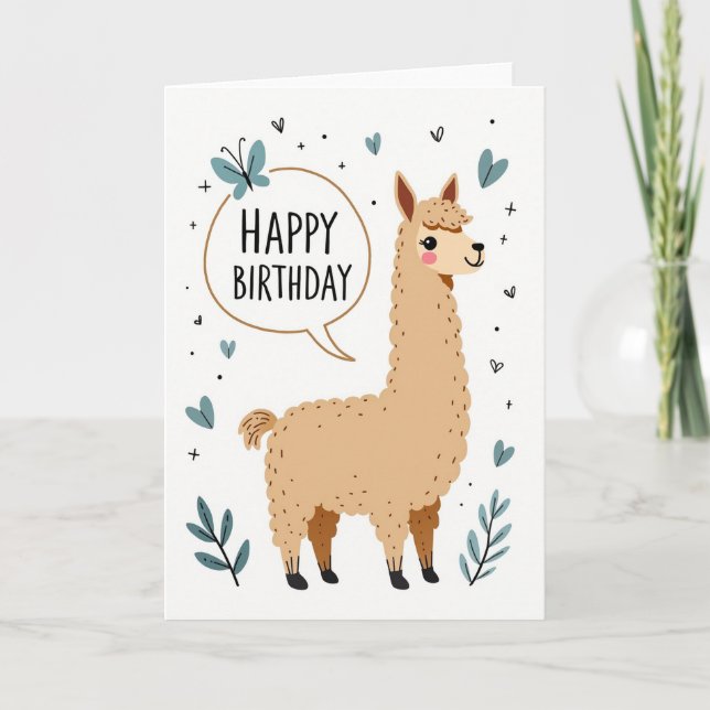 Tarjeta de cumpleaños de llamas dulces (Anverso)