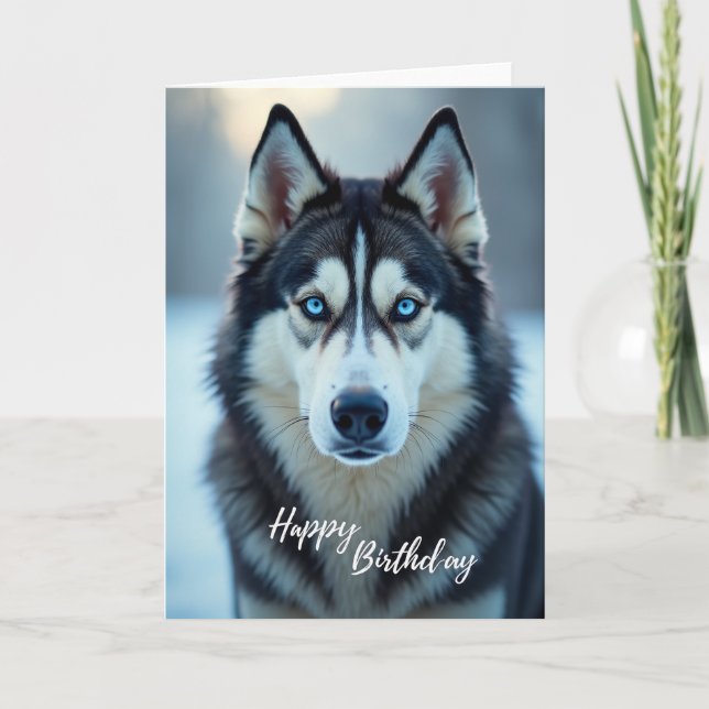 Tarjeta de cumpleaños de lobo animal alegre (Anverso)