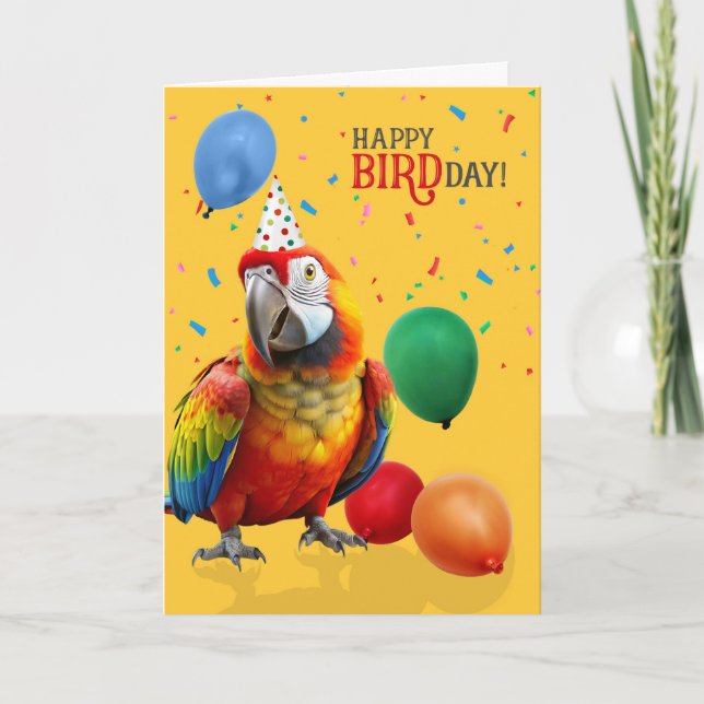 Tarjeta de Cumpleaños de Loro Guacamayo Híbrido Co (Anverso)