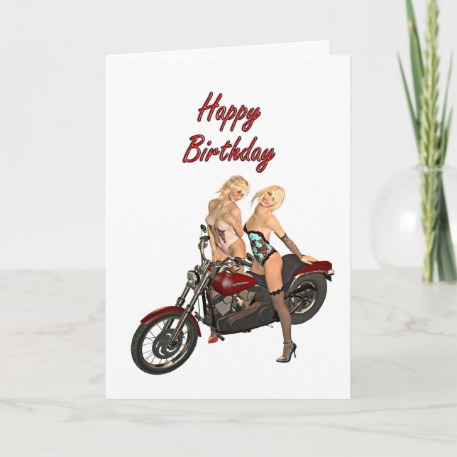 Tarjeta de cumpleaños de los chicas del motorista (Anverso)