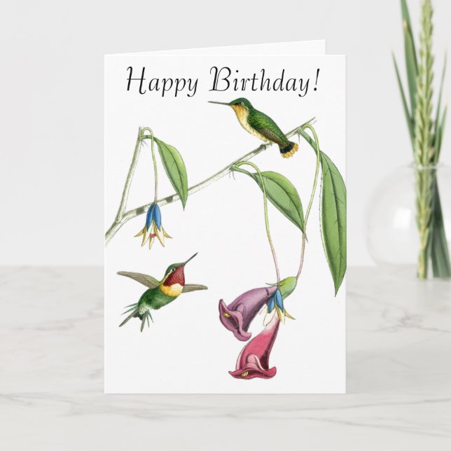 Tarjeta de cumpleaños de los colibríes y de las (Anverso)