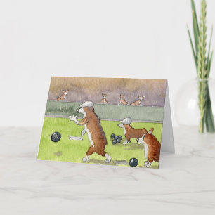 Tarjeta de cumpleaños de los Corgis de los bolos