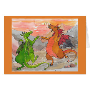 Tarjeta de cumpleaños de los dragones del baile