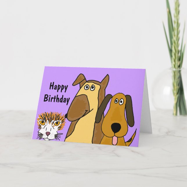 Tarjeta de cumpleaños de los gatos AF y de los (Anverso)
