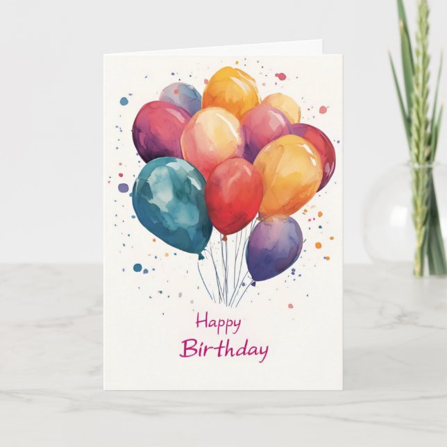 Tarjeta de cumpleaños de los globos acuáticos simp (Anverso)