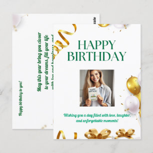 Tarjeta de cumpleaños de los globos de oro con reg
