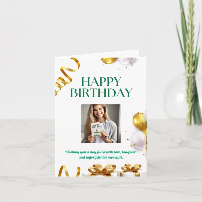 Tarjeta de cumpleaños de los globos de oro con reg (Anverso)