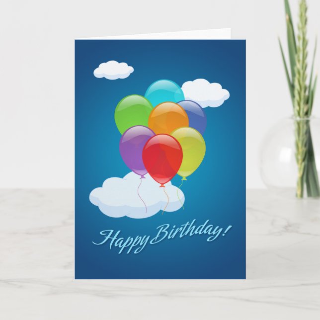 Tarjeta de cumpleaños de los globos voladores (Anverso)
