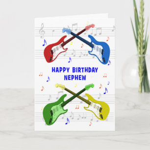 Tarjeta de cumpleaños de los Guitars de los sobrin