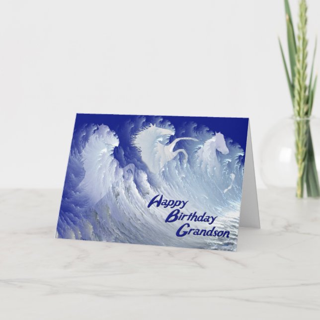 Tarjeta de cumpleaños de los nietos con caballos b (Anverso)