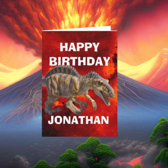 Tarjeta de cumpleaños de los niños de Dinosaur (Celebrate in style with our personalized T-Rex party cards! )