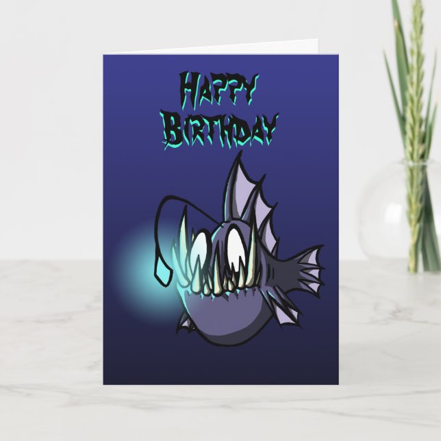 Tarjeta de cumpleaños de los pescados de pescador (Anverso)