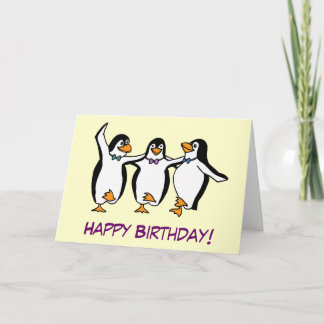 Tarjeta de cumpleaños de los pingüinos bailarines