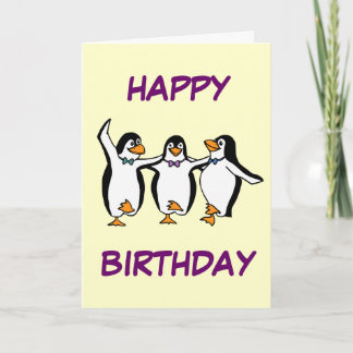 Tarjeta de cumpleaños de los pingüinos bailarines
