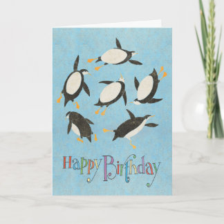 Tarjeta de cumpleaños de los pingüinos de la