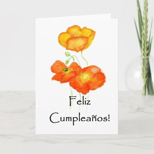 Tarjeta de Cumpleaños de los Poppies de Islandia - (Anverso)