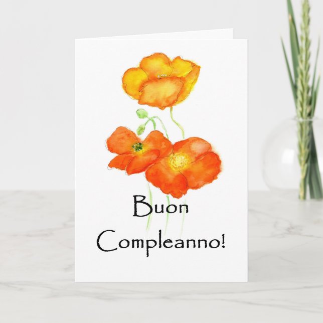 Tarjeta de Cumpleaños de los Poppies de Islandia - (Anverso)
