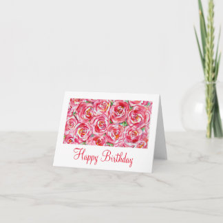 Tarjeta de cumpleaños de los rosas de té rosado