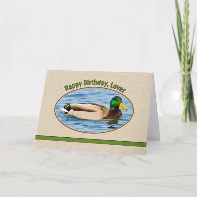 Tarjeta de cumpleaños de Lover con pato mallard (Anverso)