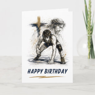 Tarjeta de cumpleaños de lucha libre católica para