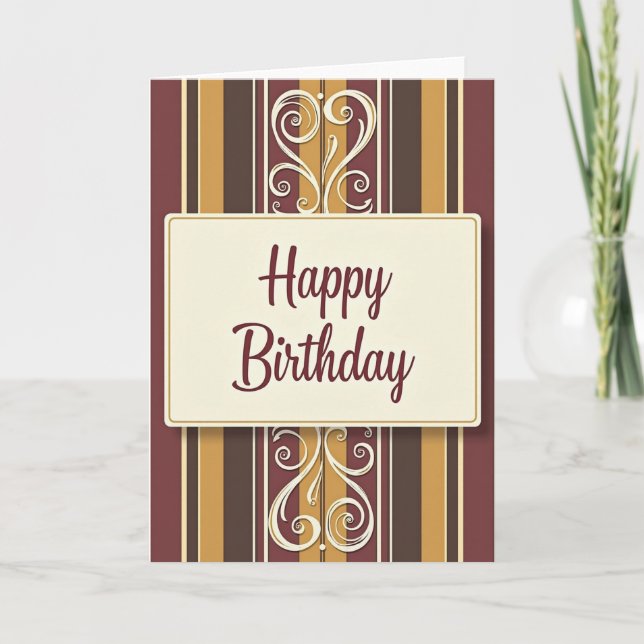 Tarjeta de cumpleaños de lujo a rayas (Anverso)