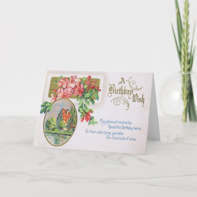 Tarjeta de cumpleaños de lujo con los rosas rojos (Anverso)