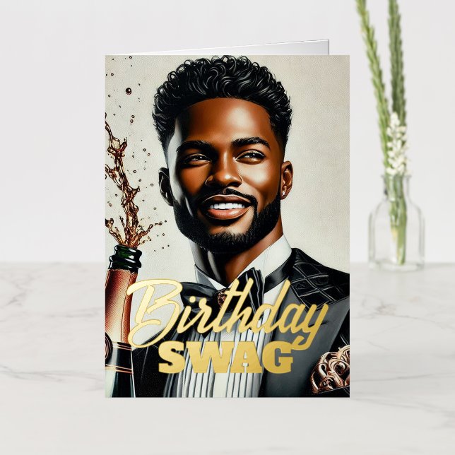 Tarjeta de cumpleaños de lujo de champán para homb (Flor)
