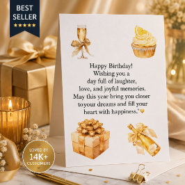 Tarjeta de cumpleaños de lujo en oro para ella | F