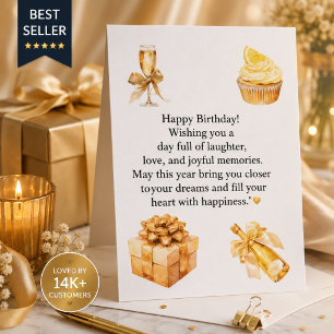 Tarjeta de cumpleaños de lujo en oro para ella   F